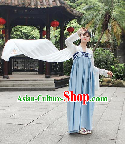 Traditional Chinese Ancient Tang Dynasty Palace Princess Hanfu Embroidered Costume for Women