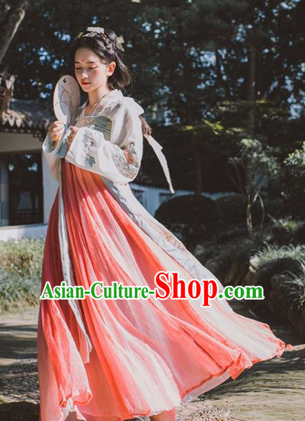 Traditional Chinese Tang Dynasty Palace Lady Costume, China Ancient Princess Hanfu Embroidered Clothing for Women