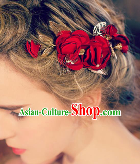 Chinese Traditional Bride Hair Jewelry Accessories Wedding Baroque Retro Rose Hair Stick for Women