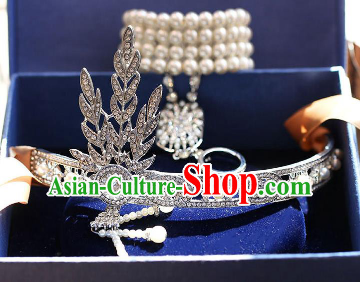 Chinese Traditional Bride Hair Accessories Baroque Princess Headwear Wedding Crystal Tassel Royal Crown for Women
