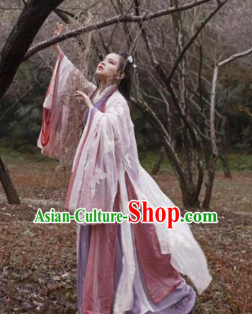 Traditional Chinese Jin Dynasty Palace Lady Dress Clothing Ancient Princess Hanfu Embroidered Costume for Women