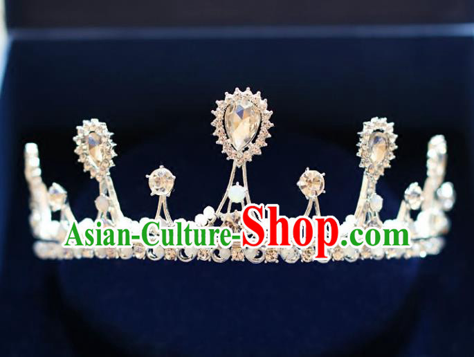 Chinese Traditional Bride Hair Accessories Baroque Queen Hair Clasp Wedding Crystal Royal Crown for Women