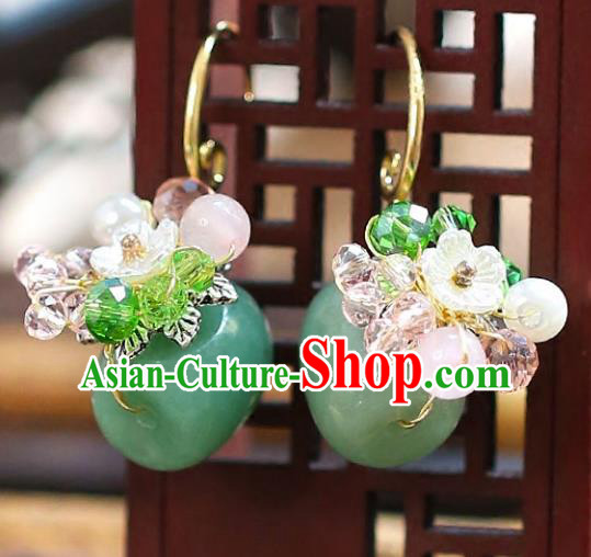 Chinese Traditional Bride Jewelry Accessories Xiuhe Suit Jade Earrings Wedding Eardrop for Women