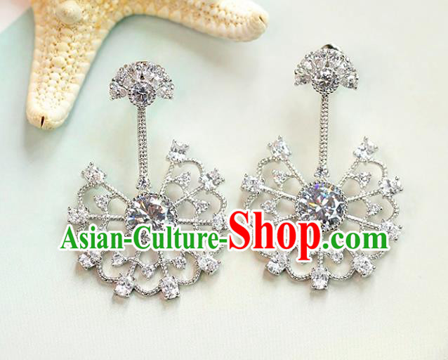 Chinese Traditional Bride Jewelry Accessories Crystal Peacock Earrings Wedding Eardrop for Women