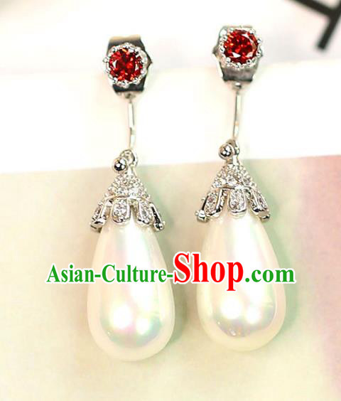 Chinese Traditional Bride Jewelry Accessories Crystal Pearl Earrings Wedding Eardrop for Women