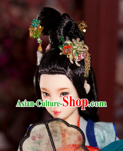 Chinese Traditional Silk Figurine Doll Hair Accessories Hairpins Ancient Han Dynasty Princess Headwear