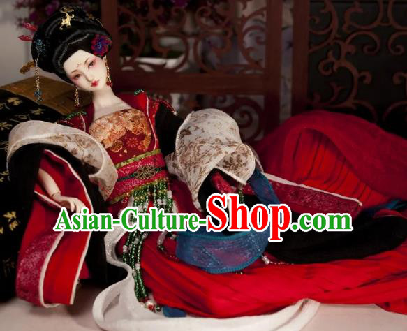 Chinese Traditional Silk Figurine Doll Hair Accessories Hairpins Ancient Tang Dynasty Imperial Concubine Headwear