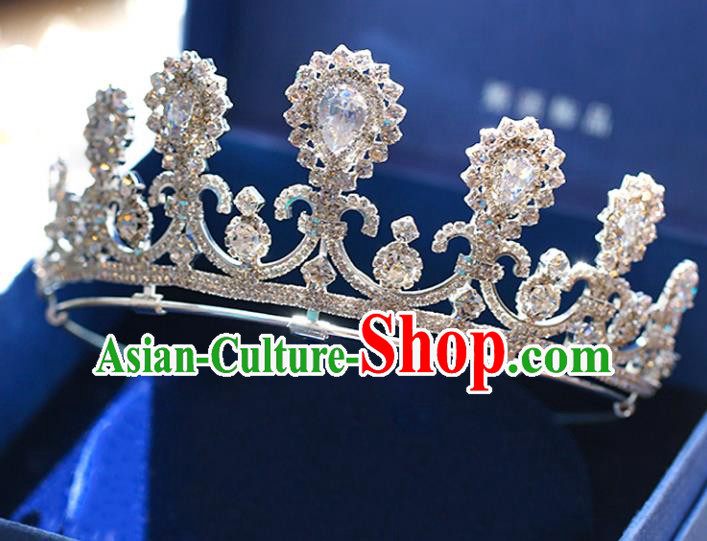 Chinese Traditional Wedding Hair Accessories Baroque Crystal Hair Clasp Bride Zircon Royal Crown for Women