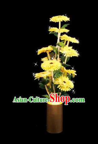 Chinese Traditional Electric LED Lantern Desk Lamp Home Decoration Yellow Daisy Flowers Lights
