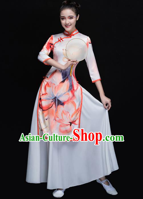 Traditional Chinese Classical Yangge Dance Cheongsam, China Yangko Fan Dance Dress Clothing for Women