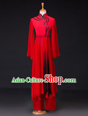 Traditional Chinese Classical Lotus Dance Costume, China Yangko Dance Red Clothing for Women