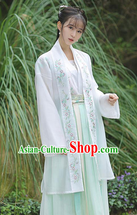 Traditional Chinese Ming Dynasty Young Lady Hanfu Embroidered Costume for Women