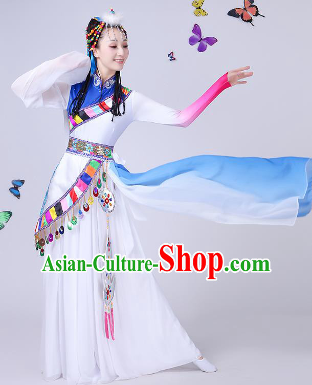Traditional Chinese Mongol Nationality Dance Costume, Chinese Mongolian Minority Folk Dance Embroidery Clothing for Women