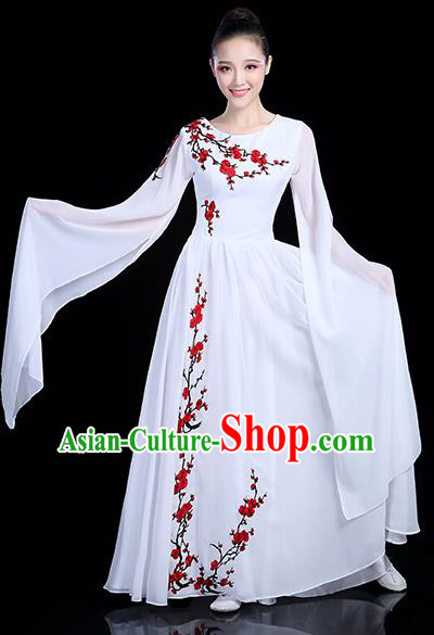Traditional Chinese Modern Dance Opening Dance Clothing Chorus Competition White Dress for Women