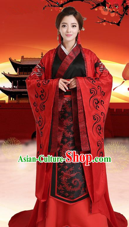Traditional Chinese Han Dynasty Imperial Princess Costume, China Ancient Wedding Bride Hanfu Clothing for Women