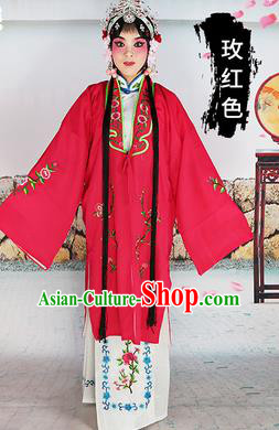 Chinese Beijing Opera Actress Costume Rosy Embroidered Cape, Traditional China Peking Opera Diva Embroidery Clothing
