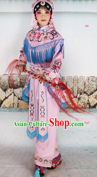 Chinese Beijing Opera Swordplay Embroidered Pink Costume, China Peking Opera Blues Embroidery Clothing