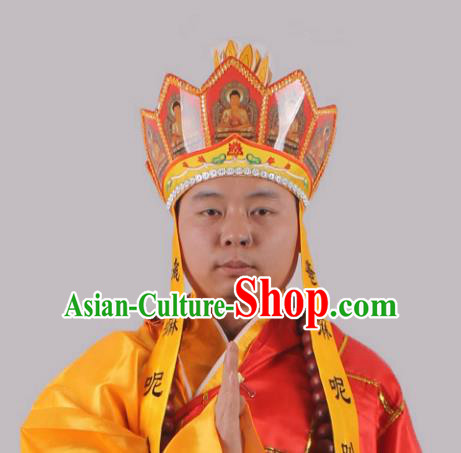 Asian Chinese Beijing Opera Buddhism Hat, Traditional China Peking Opera Monks Headwear