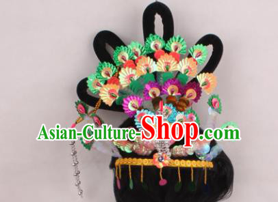 Asian Chinese Beijing Opera Imperial Princess Hair Accessories and Wig, Traditional China Peking Opera Actress Headwear