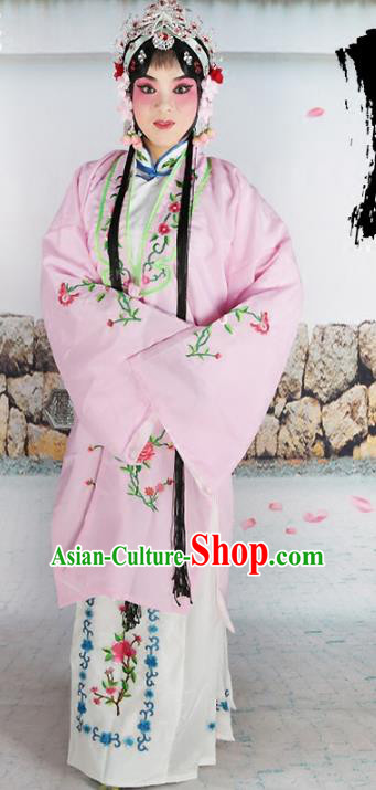Chinese Beijing Opera Actress Nobility Lady Embroidered Pink Costume, China Peking Opera Diva Embroidery Clothing