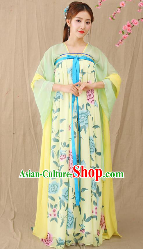 Traditional Chinese Tang Dynasty Palace Princess Costume, China Ancient Fairy Hanfu Dress Clothing for Women