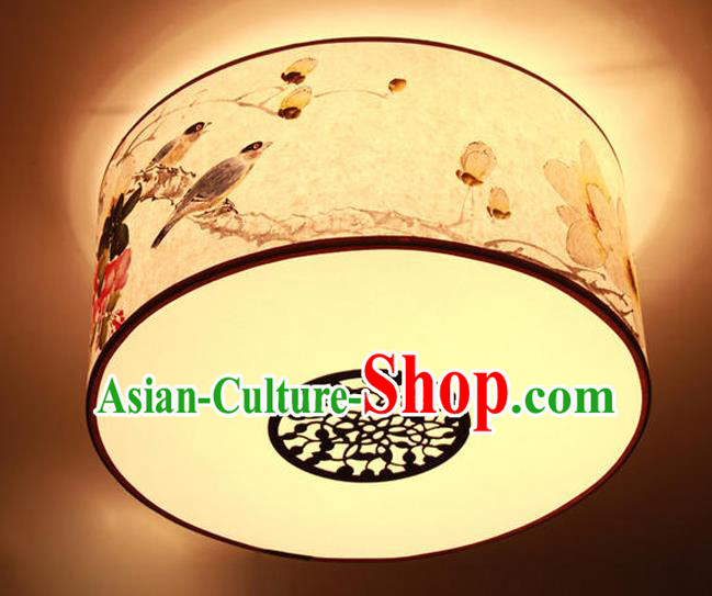 Traditional Chinese Handmade Painting Mangnolia Sheepskin Palace Lantern China Ceiling Palace Lamp