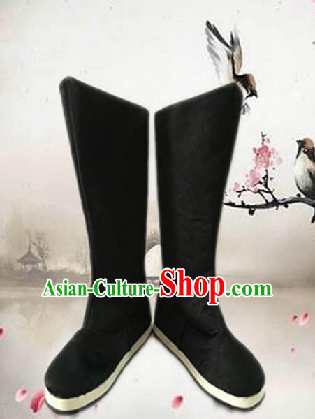 Traditional Handmade Chinese Han Dynasty Minister Boots Hanfu Shoes for Men
