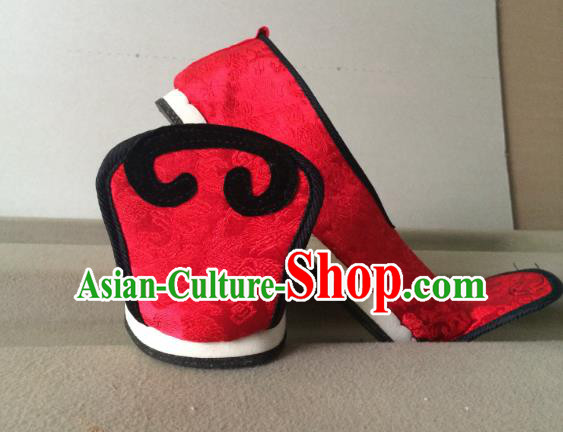 Traditional Chinese Ancient Han Dynasty Princess Embroidered Red Blood Stained Shoes, China Handmade Hanfu Embroidery Shoes for Women