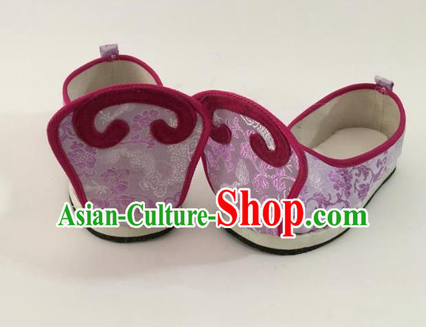 Traditional Chinese Ancient Han Dynasty Princess Embroidered Purple Blood Stained Shoes, China Handmade Hanfu Embroidery Shoes for Women