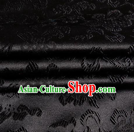 Chinese Royal Palace Traditional Costume Chinese Knots Pattern Black Satin Brocade Fabric, Chinese Ancient Clothing Drapery Hanfu Cheongsam Material