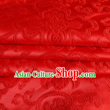 Chinese Royal Palace Traditional Costume Rich Pattern Red Satin Brocade Fabric, Chinese Ancient Clothing Drapery Hanfu Cheongsam Material