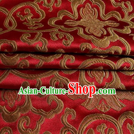 Chinese Royal Palace Traditional Costume Rich Pattern Purplish Red Satin Brocade Fabric, Chinese Ancient Clothing Drapery Hanfu Cheongsam Material
