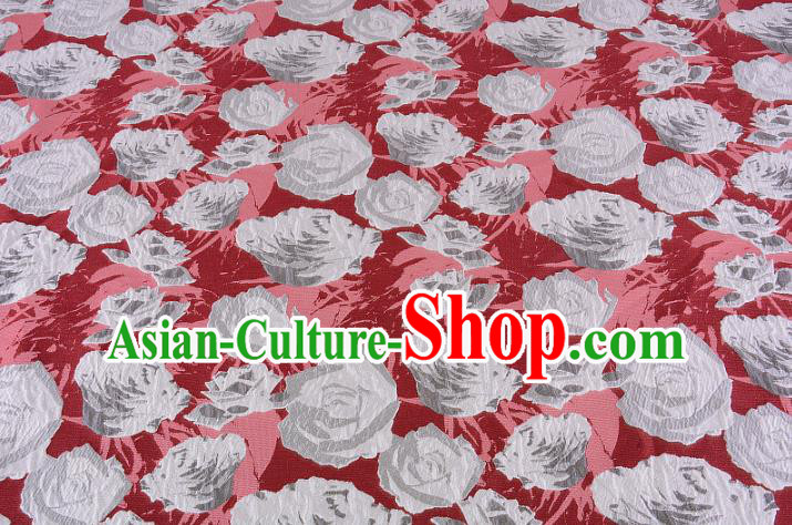 Chinese Traditional Costume Royal Palace Jacquard Weave Rose Red Fabric, Chinese Ancient Clothing Drapery Hanfu Cheongsam Material
