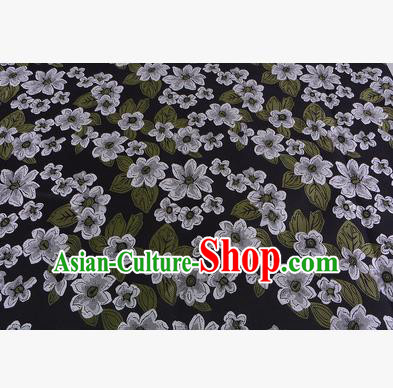 Chinese Traditional Costume Royal Palace Printing White Flowers Brocade Fabric, Chinese Ancient Clothing Drapery Hanfu Cheongsam Material