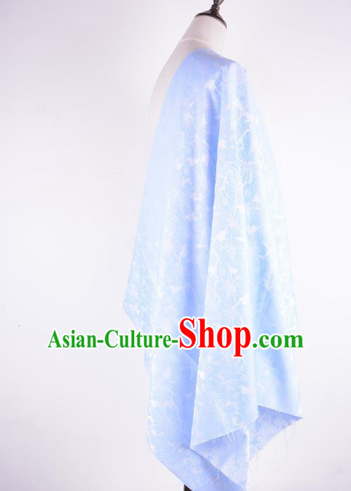 Chinese Traditional Costume Royal Palace Flowers Pattern Blue Brocade Fabric, Chinese Ancient Clothing Drapery Hanfu Cheongsam Material