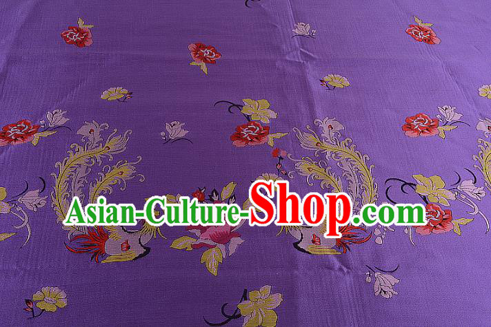 Chinese Traditional Costume Royal Palace Printing Phoenix Purple Brocade Fabric, Chinese Ancient Clothing Drapery Hanfu Cheongsam Material