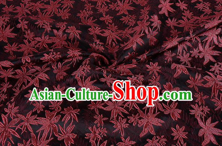 Chinese Traditional Costume Royal Palace Maple Leaf Pattern Brocade Fabric, Chinese Ancient Clothing Drapery Hanfu Cheongsam Material