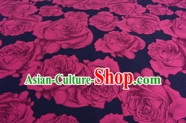 Chinese Traditional Costume Royal Palace Printing Rosy Rose Satin Brocade Fabric, Chinese Ancient Clothing Drapery Hanfu Cheongsam Material