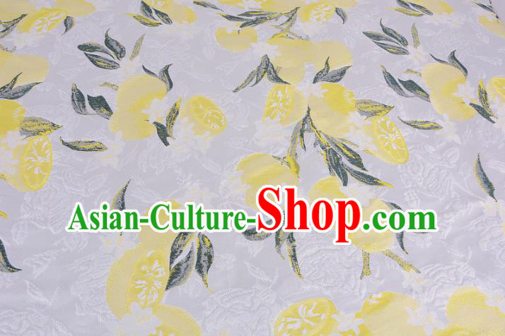 Chinese Traditional Costume Royal Palace Lotus Root Pattern White Satin Brocade Fabric, Chinese Ancient Clothing Drapery Hanfu Cheongsam Material