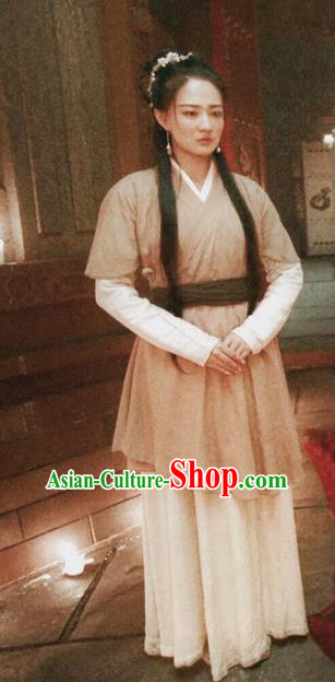 Traditional Chinese Tang Dynasty Young Lady Maidservant Costume for Women