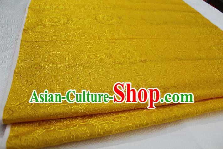 Chinese Traditional Royal Palace Pattern Mongolian Robe Golden Brocade Fabric, Chinese Ancient Costume Drapery Hanfu Cheongsam Material