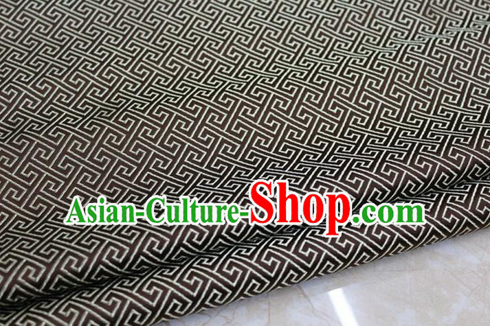 Chinese Traditional Royal Palace Back Pattern Mongolian Robe Deep Coffee Satin Brocade Fabric, Chinese Ancient Costume Drapery Hanfu Tang Suit Material