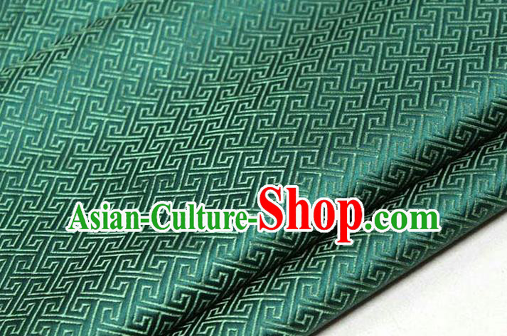 Chinese Traditional Royal Palace Back Pattern Mongolian Robe Deep Green Satin Brocade Fabric, Chinese Ancient Costume Drapery Hanfu Tang Suit Material