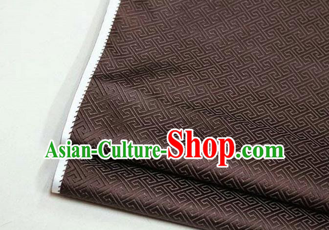 Chinese Traditional Royal Palace Back Pattern Mongolian Robe Deep Brown Satin Brocade Fabric, Chinese Ancient Costume Drapery Hanfu Tang Suit Material