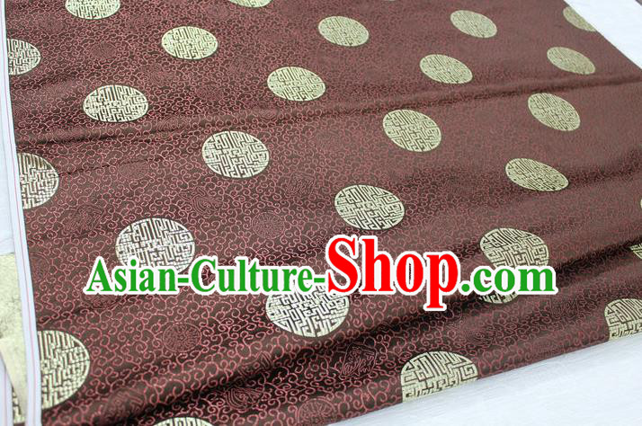 Chinese Traditional Royal Palace Longevity Pattern Mongolian Robe Coffee Brocade Fabric, Chinese Ancient Costume Drapery Hanfu Tang Suit Material