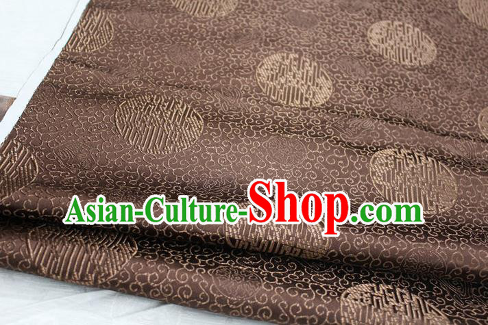 Chinese Traditional Royal Palace Longevity Pattern Mongolian Robe Brown Brocade Fabric, Chinese Ancient Costume Drapery Hanfu Tang Suit Material