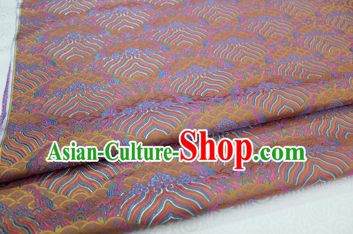 Chinese Traditional Royal Palace Pattern Mongolian Robe Ginger Brocade Fabric, Chinese Ancient Emperor Costume Drapery Hanfu Tang Suit Material