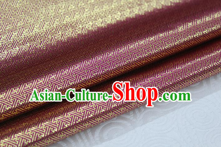 Chinese Traditional Royal Palace Pattern Mongolian Robe Wine Red Brocade Fabric, Chinese Ancient Emperor Costume Drapery Hanfu Tang Suit Material