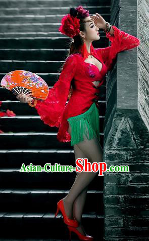 Traditional Ancient Chinese Dancing Costume, Chinese Folk Dance Lace Dress, Chinese Imperial Emperess Embroidery Costume for Women