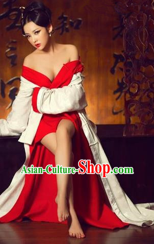 Traditional Ancient Chinese Imperial Consort Sexy Costume, Elegant Hanfu Clothing Chinese Han Dynasty Imperial Emperess Clothing for Women